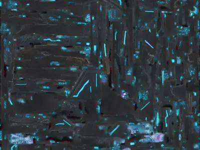 Neon Battle Worn Fighter 3D Model Elite Scifi Interceptor Low-poly 3D model