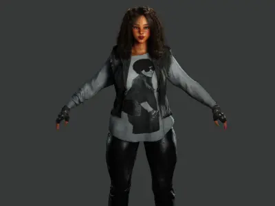 AAA 3D REALISTIC CHARACTER - AFRICAN GIRL STREET STYLE GTA Low-poly 3D model