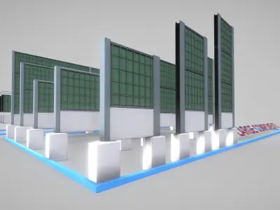 Modular Noise Barrier Set 2 Low-poly 3D model