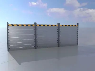 The aluminum flood protection wall measures 2m x 6m Low-poly 3D model