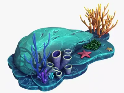Cartoon Coral Reef v2 Low-poly 3D model