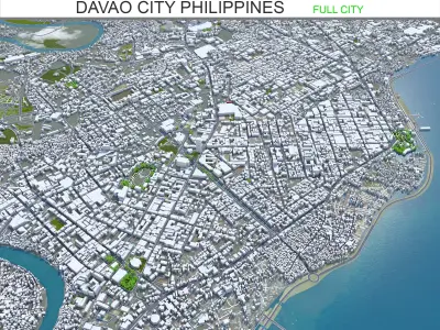 Davao City Philippines 40km Low-poly 3D model