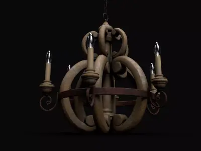 Medieval Stone Chandelier Low-poly 3D model