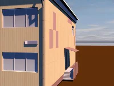 Warehouse school building Low-poly 3D model