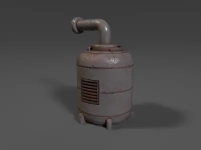 Sci-fi reactor - cooling module and other machinery - 4 pieces Low-poly 3D model