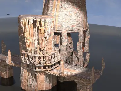 Ancient Kali Shiva Stone Ruins 3D model