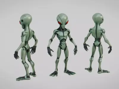 Alien Cyborg Rigged Low-poly 3D model