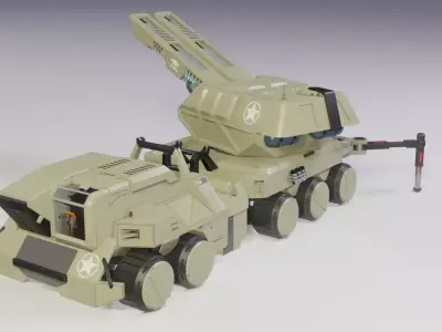 SciFi artillery LowPoly GameReady model Low-poly 3D model