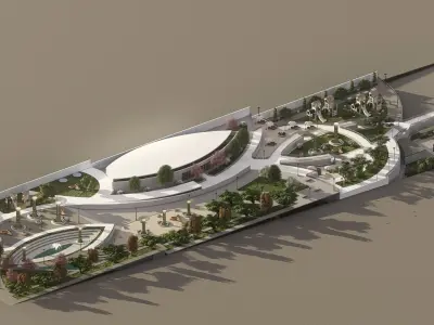 landscape - Public garden  Low-poly 3D model