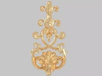 pattern wood cnc  flowers 3d model  classical gold frame  3D model