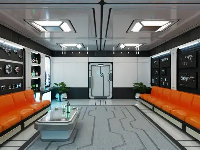 Cyberpunk Weapon Lounge Room Low-poly 3D model