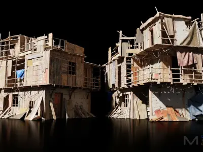 Abandoned Buildings Low-poly 3D model