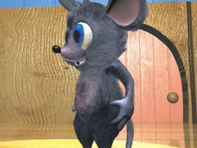 Cartoon Mouse Rigged Low-poly 3D model