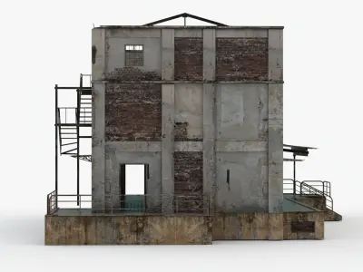 Abandoned Factory Building Low-poly 3D model