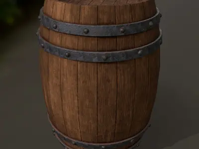 wood barrel 2 Low-poly 3D model