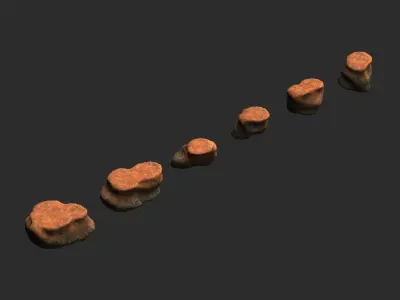 Short Flat Rocks - Red Dust Low-poly 3D model