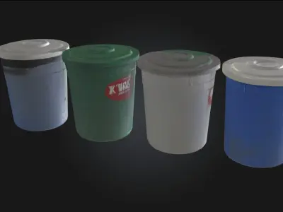 Trash Bins Quartet  Urban Clutter Collection 3D model