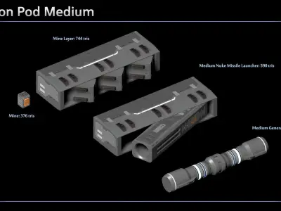 Modular Spaceship Weapons Low-poly 3D model