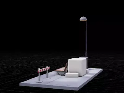 Street Props Set Fully Joint Game Film Background 3D Models Low-poly 3D model