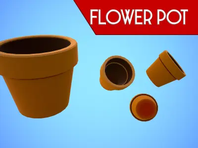 FLOWER POT CARTOON STYLIZED Low-poly 3D model