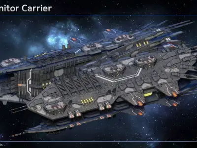 Spaceship Progenitor Carrier Low-poly 3D model