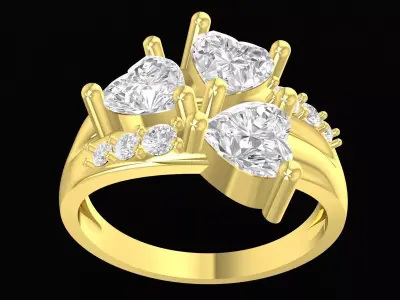 Elegant Three Stone Pear Cut Ring for Women  3431 3D print model