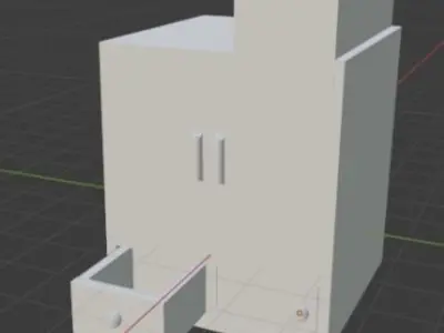 BedRoomCupBoard with doors and drawers with Different Parts Low-poly 3D model
