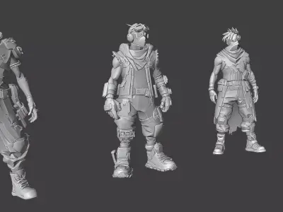 Cyberpunk Street Raiders LowPoly Low-poly 3D model