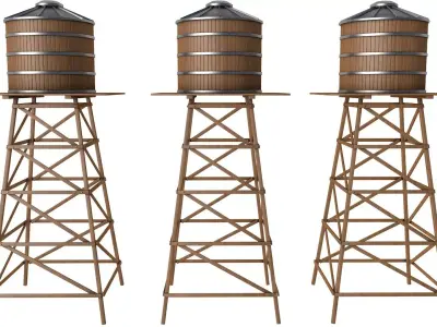 Wooden Water Tower 3D model
