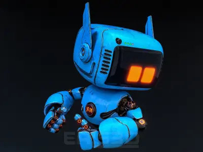 Cute Robot H-74 Blue 3D model
