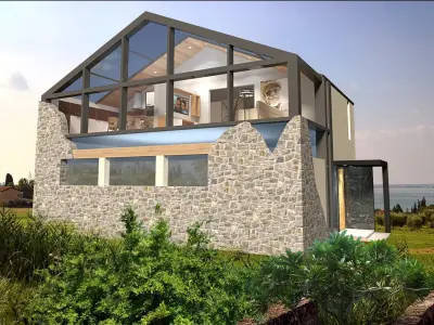 modern house on 2 floors Free low-poly 3D model