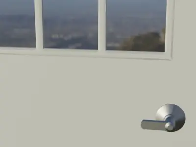 White Door with metallic handle Low-poly 3D model