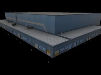 3D Building Low Poly warehouse Low-poly 3D model