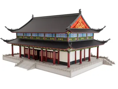 Japanese Temple Hall 3D model