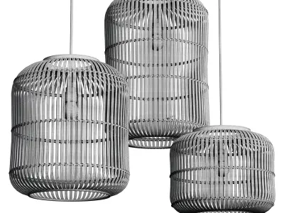 Natural Rattan Hanging Lamp file Low-poly 3D model