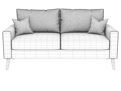Modern 2-Seater Fabric Sofa 3D model