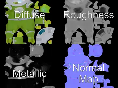 Green Alien Astronaut D Model with SciFi Space Suit and Big Eyes Low-poly 3D model