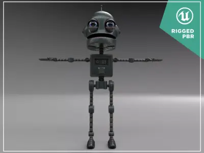 Cute Round Robot Low-poly 3D model