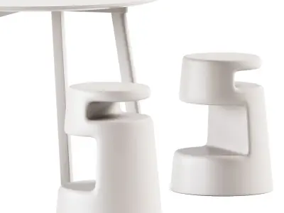 Hay CPH Deux 220 Round Table and Stool 2525 JR by Alma Design 3D model
