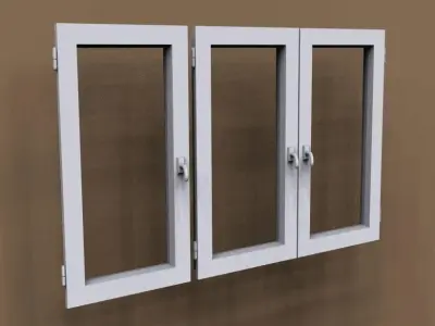 window with three panes 3D model