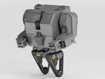 sci-fi combat robot  rigged - animated character 3D model
