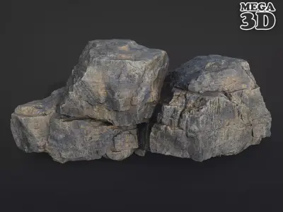 Realistic Granite Rock 01-250609 Low-poly 3D model