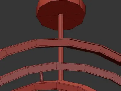 Cassini circular pendant light in gold 3D model