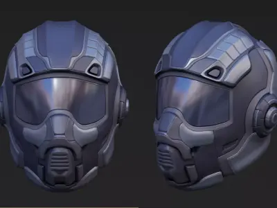 Sci-fi Helmet Low Poly PBR Low-poly 3D model