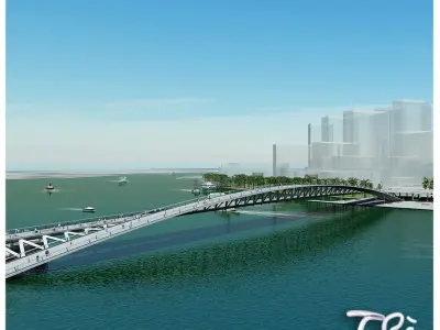 PEDESTRIAN RIVER BRIDGE 3D model