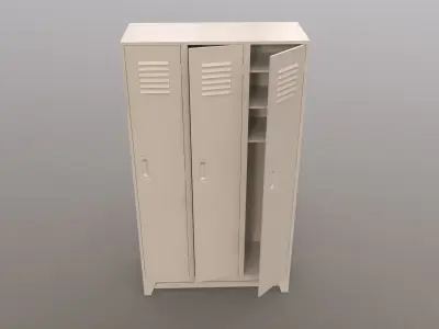 PBR School Gym Locker 08 - White Low-poly 3D model