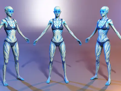 Alien Woman Elf Female Girl PBR Low-poly 3D model