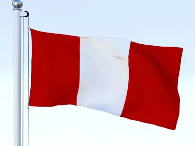 Animated Peru Flag Low-poly 3D model