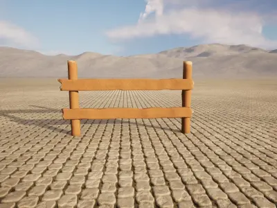 Meadow wooden barrier Low-poly 3D model