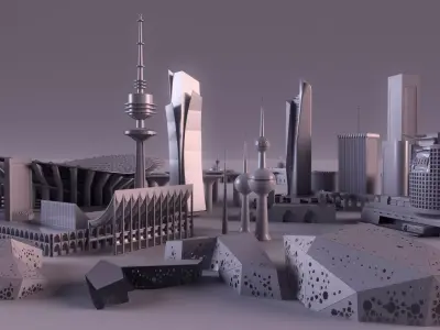 Kuwait Landmarks Cityscape Skyline 3D model